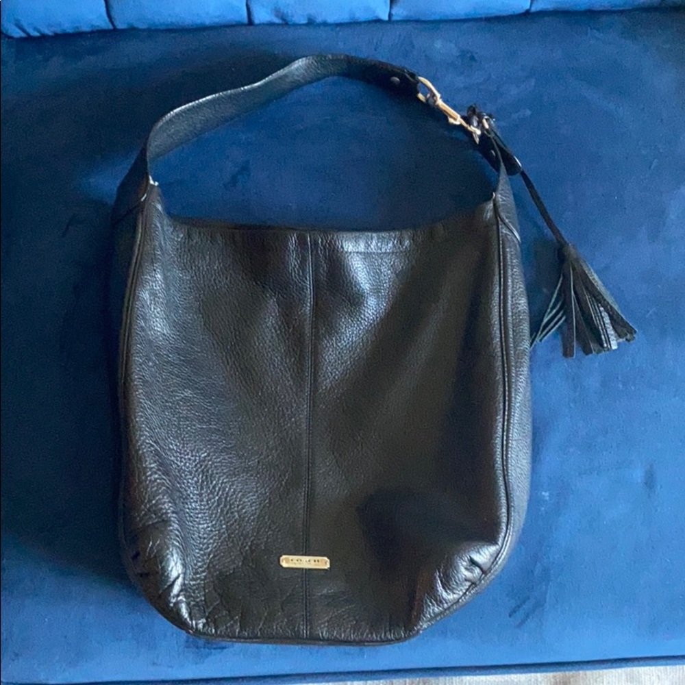 Black leather Coach Large Tote